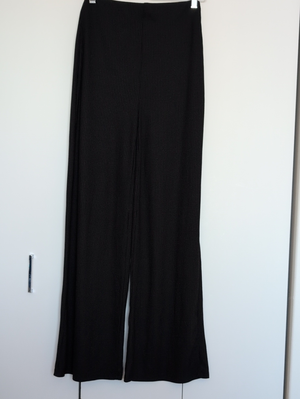 Zara Black Ribbed Wide-Leg Pants